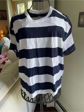 Old Navy Navy and White Striped Tee